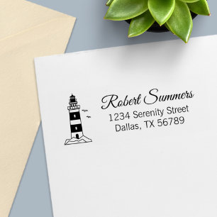 Nautical Sea Lighthouse Address Self-inking Stamp