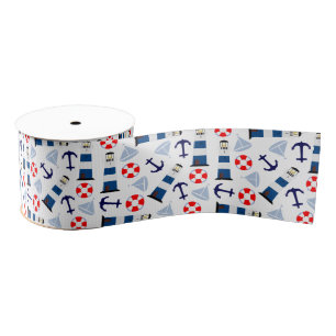Nautical Sea Objects Grosgrain Ribbon