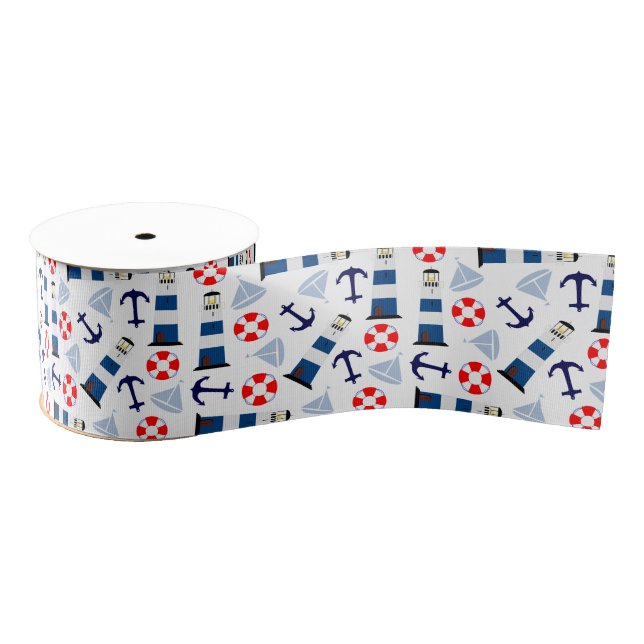 Nautical Sea Objects Grosgrain Ribbon (Spool)