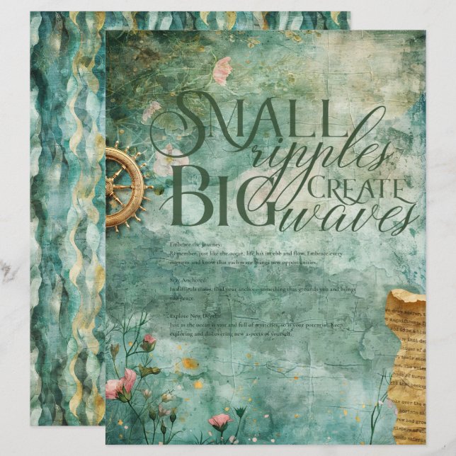 Nautical Sea Ocean Underwater Teal Scrapbook Paper (Front/Back)