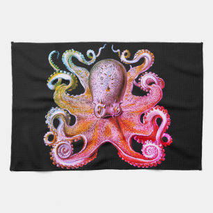 Nautical sea  Octopus decor kitchen towel pink