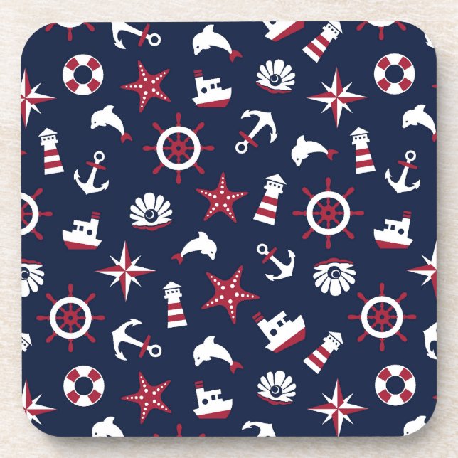 Nautical Sea Pattern Coaster (Front)