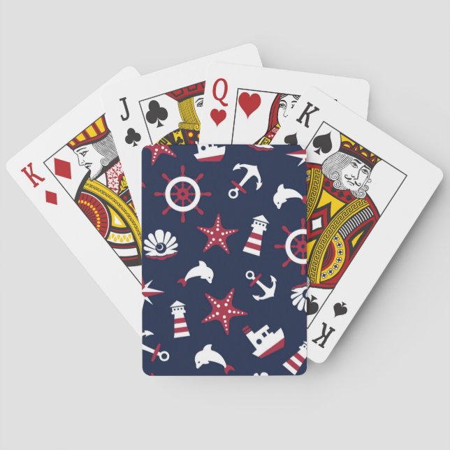 Nautical Sea Pattern Playing Cards (Back)