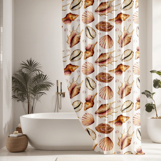 Nautical Sea Shell Pattern Shower Curtain (Creator Uploaded)