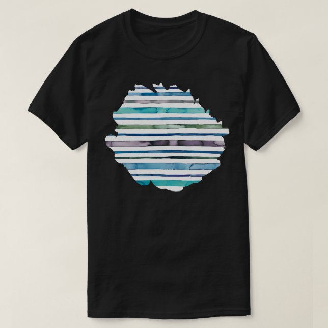 Nautical Sea Stripes Blue T-Shirt (Design Front)