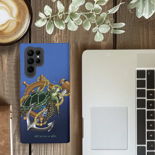 Nautical Sea Turtle Anchor Ship Wheel Blue Samsung Galaxy Case
