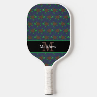 Nautical Sea Turtle Pattern Initial Monogram Pickleball Paddle
