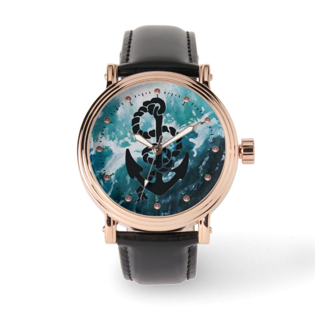 NAUTICAL / SEA WAVES ,ANCHOR AND ROPE WATCH (Front)