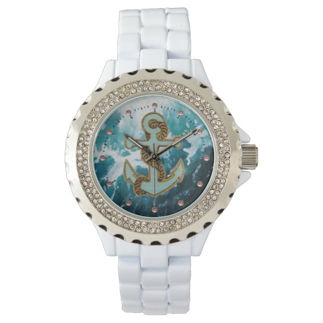 NAUTICAL / SEA WAVES ,ANCHOR AND ROPE WATCH (Front)