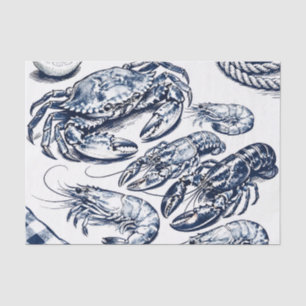 Nautical Seafood Lobster Crab Sketch Tissue Paper