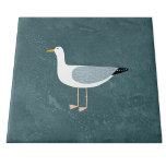 Nautical Seagull Bird Green Tile<br><div class="desc">A cheeky seagull standing by the ocean. Perfect for those who love sassy birds and the coast.</div>