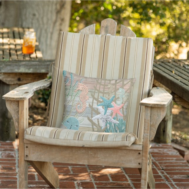 Nautical Seahorse Beach -Coral Cushion (Chair)