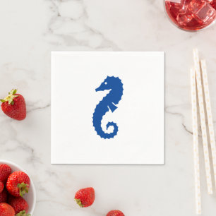 Nautical seahorse blue white summer paper napkin