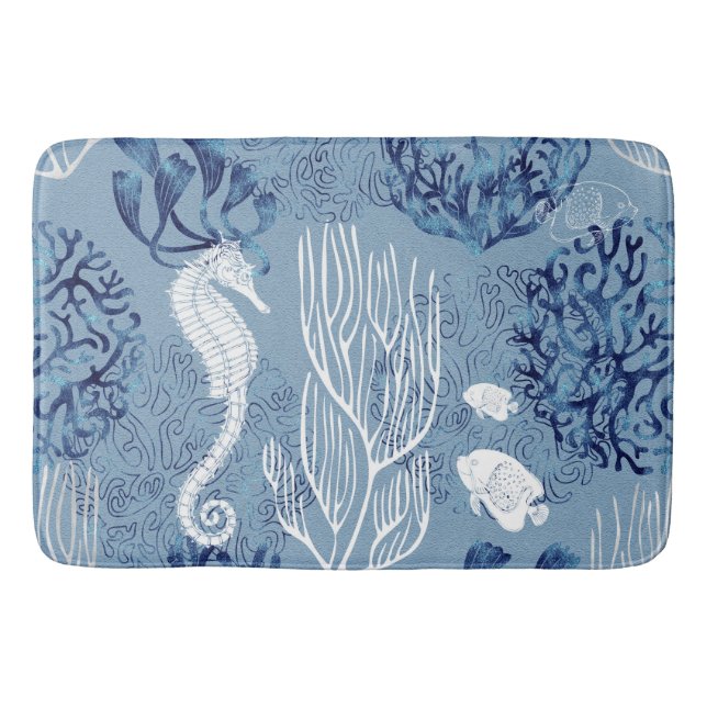 Nautical Seahorse Collection Bath Mat (Front)