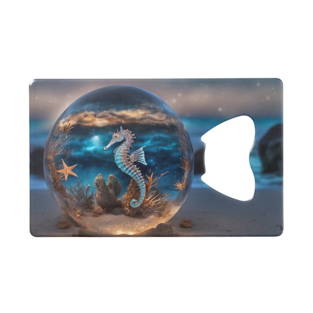 Nautical Seahorse Starfish Fantasy Bottle Opener (Front (Horizontal))