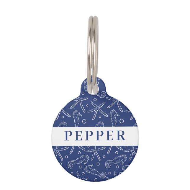Nautical Seahorse & Starfish Pet Tag (Front)