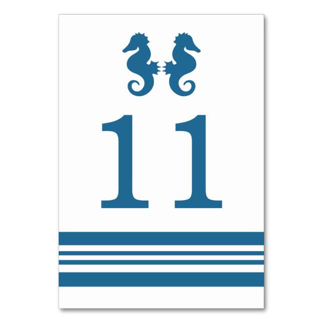 Nautical Seahorse Table Card (Front)