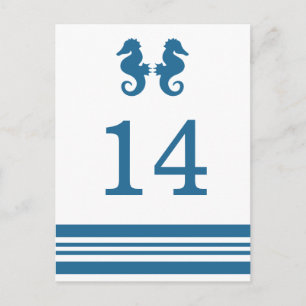 Nautical Seahorse Table Number Postcard