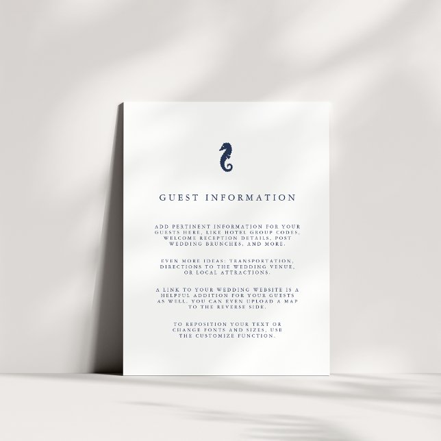 Nautical Seahorse Wedding Guest Details Enclosure Card (Creator Uploaded)