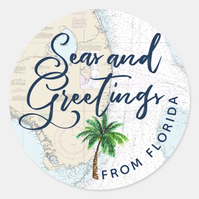 Nautical Seas and Greetings Holiday Cards Envelope Classic Round Sticker (Front)