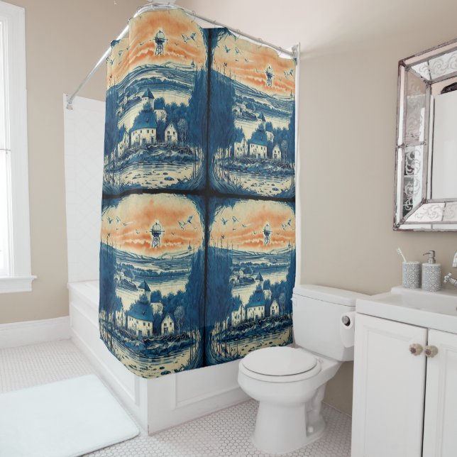 Nautical Seascapes Oil Painting No1 Shower Curtain (In Situ)