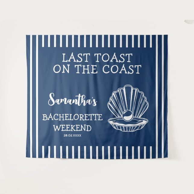 Nautical Seashell Bachelorette Party Last Toast Tapestry (Front (Horizontal))