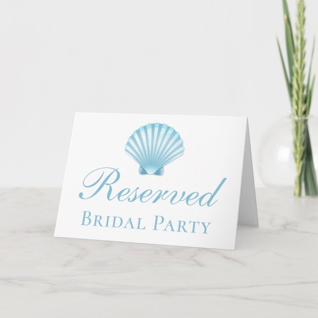 Nautical Seashell Blue Beach Wedding Reserved Invitation (Back)