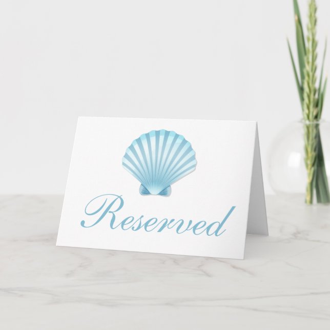 Nautical Seashell Blue Beach Wedding Reserved Invitation (Back)