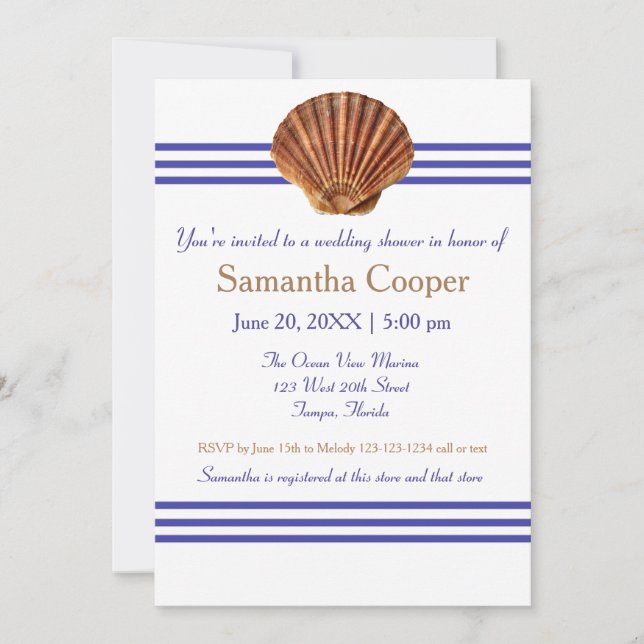 Nautical Seashell - Bridal Shower Invitation (Front)