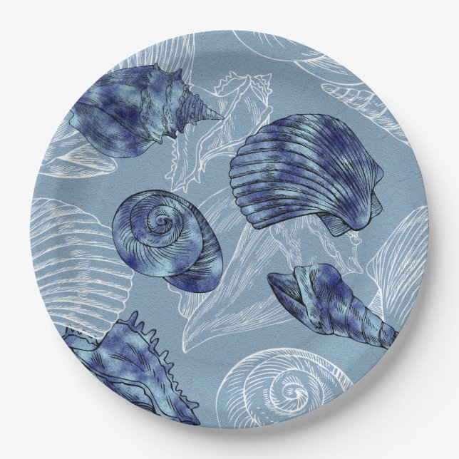 Nautical Seashell Collection - All Sizes Paper Plate (Front)