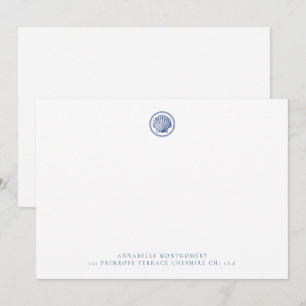 Nautical Seashell Navy Correspondence        Card