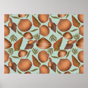 Nautical Seashell Pastel Pattern Poster