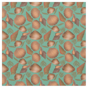 Nautical Seashell Turquoise Pattern  Fabric