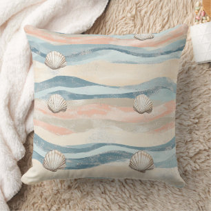 Nautical Seashell Wave Pattern Cushion