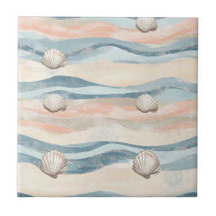 Nautical Seashell Wave Pattern Tile