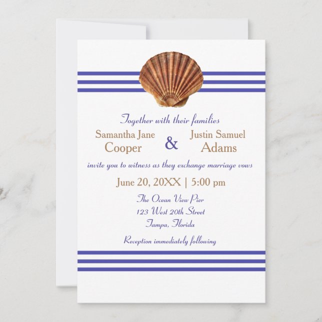 Nautical Seashell - Wedding Invitation (Front)