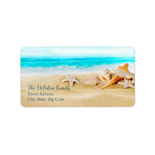 Nautical Seashells & Beach 2 - Template Label