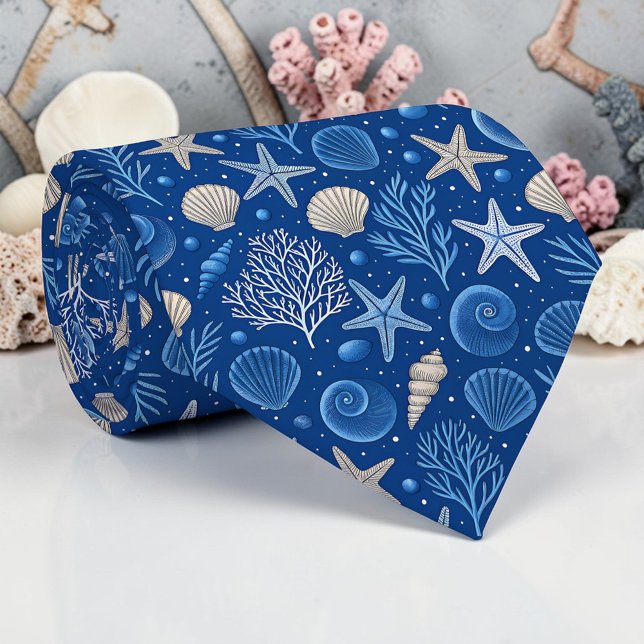 Nautical Seashells Custom Necktie (Creator Uploaded)