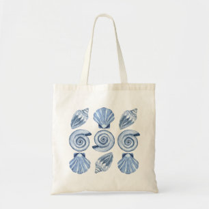 Nautical seashells ocean coastal beach tote bag