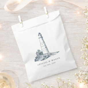 Nautical Seaside Lighthouse Dark Blue Wedding Favour Bags