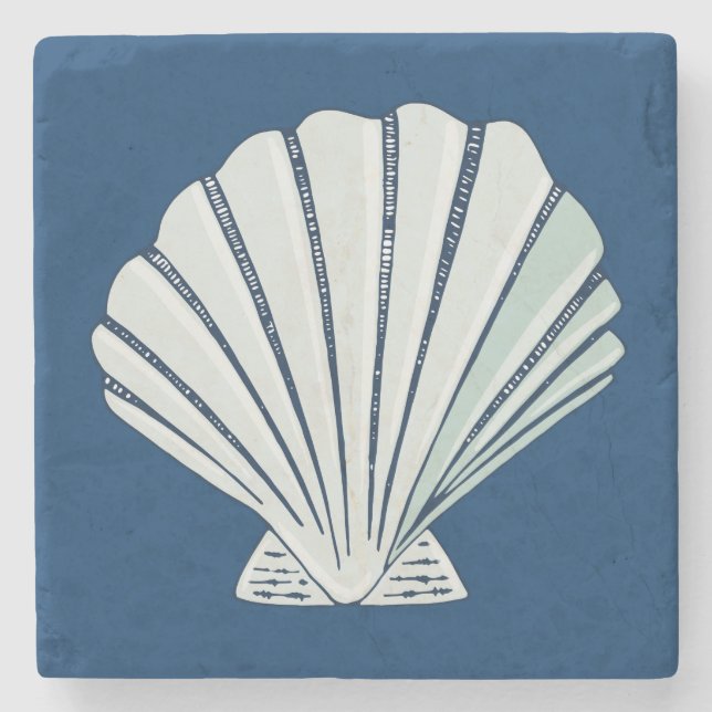 Nautical Seaside Shell Stone Coaster (Front)