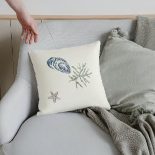 Nautical seaweed sea aqua antique sea life coastal cushion