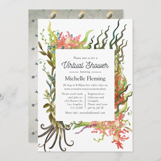 Nautical Seaweed Virtual Shower Invitation (Front/Back)