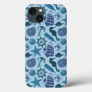 Nautical Shades Of Blue Pattern iPhone 13 Case