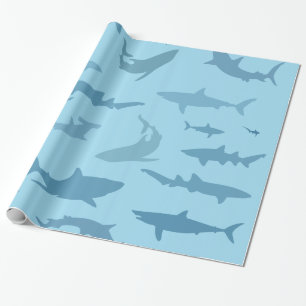 Nautical Shark Silhouette Gift Wrapping Paper