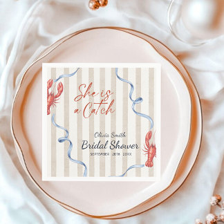 Nautical She’s a Catch Lobster Bridal Shower Napkin
