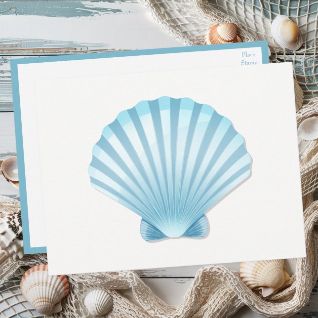 Nautical Shell Beach Wedding Hello Thinking of You Invitation Postcard (Creator Uploaded)