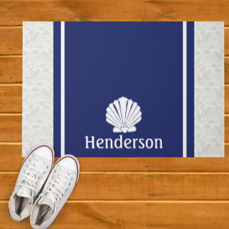 Nautical Shell on Navy Doormat