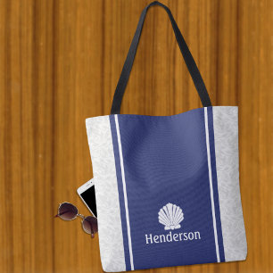 Nautical Shell on Navy  Tote Bag