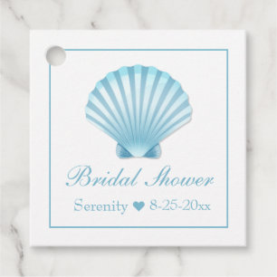 Nautical Shells Bridal Shower Blue Beach Coastal Favour Tags